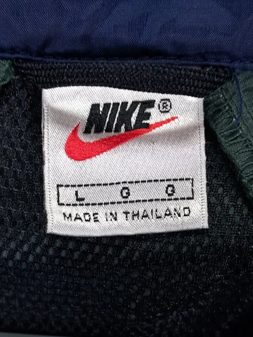 Vintage Nike Windbreaker Men Large Green Blue Mesh Vent Full Zip Swoosh